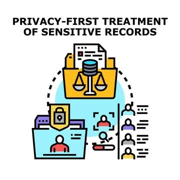 Privacy first treatment of sensitive digital records Stock Illustration