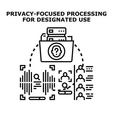 Privacy focused processing for designated data use Stock Illustration