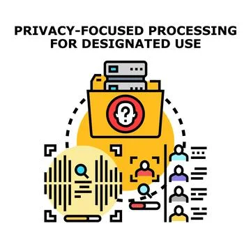Privacy focused processing for designated data use Stockillustratie