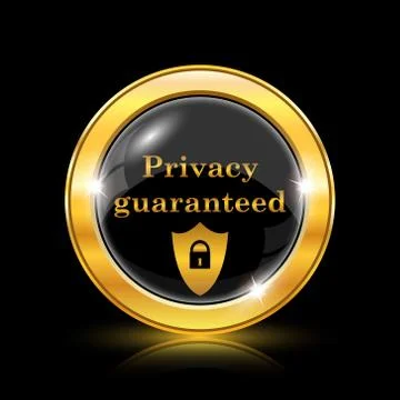 Privacy guaranteed icon. Internet button on black background. EPS10 vector. Illustrazione stock