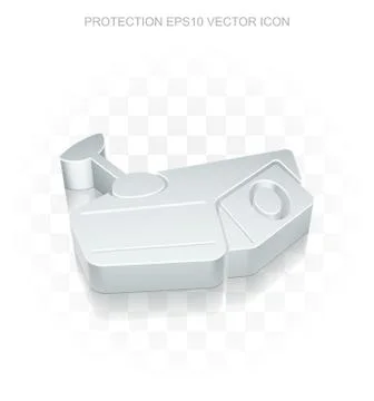 Privacy icon: Flat metallic 3d Cctv Camera, transparent shadow, EPS 10 vector Stock Illustration