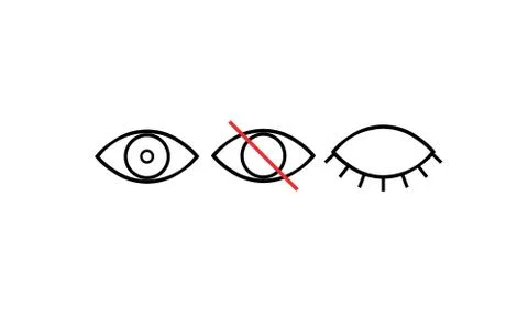 Privacy icon line. Open, closed, avoid eye contact. Vision symbols. Vector on Stock Illustration