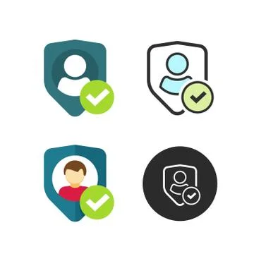Privacy icon, shield user silhouette symbol, personal protection authentic sign Stock Illustration
