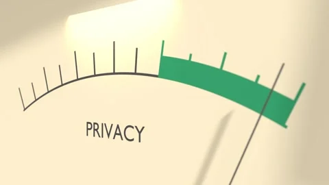 Privacy level on measure scale. Instrument scale with arrow. Data protection Stock Footage 276812704