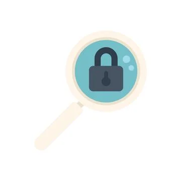Privacy magnifier icon flat vector. Data protect Stock Illustration