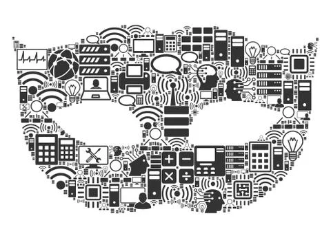 Privacy Mask Composition Icon for BigData and Computing Ilustração Stock