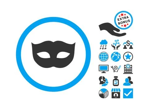 Privacy Mask Flat Vector Icon With Bonus 스톡 일러스트