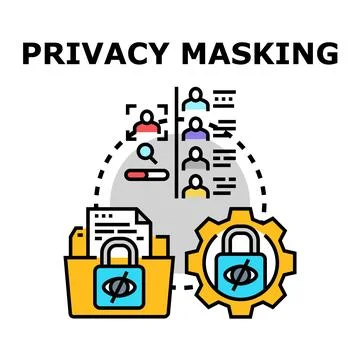 Privacy masking and data protection strategy concept Stock Illustration