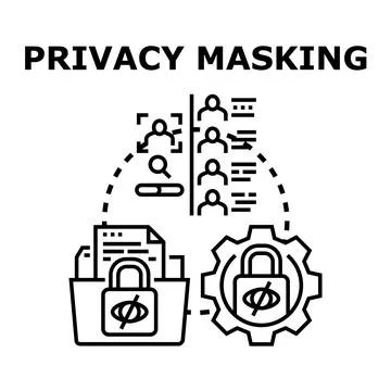 Privacy masking and data protection strategy concept Stock Illustration