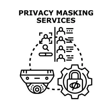 Privacy masking services protecting personal data security Stockillustratie