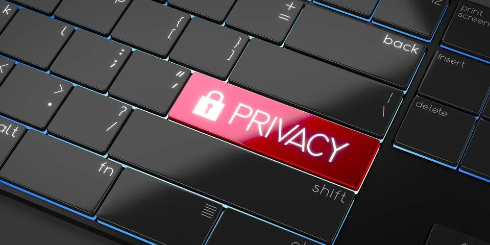 Privacy - modern computer keyboard - 3D illustration イラスト素材