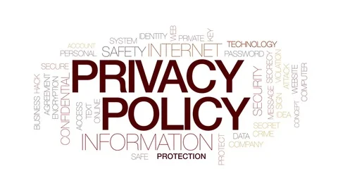 Privacy policy animated word cloud, text design animation. Kinetic typography. Stock Footage 77637422