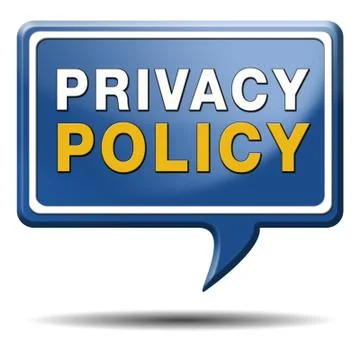 Privacy policy blue text balloon Illustrazione stock