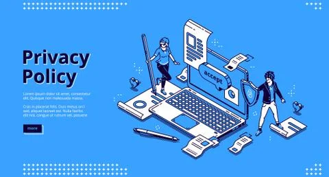 Privacy policy isometric landing, data protection Stockillustratie