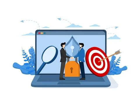 Privacy policy. Protect your privacy.programming, application development. Stockillustratie