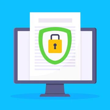 Privacy policy, safety lock and data protection metaphor. Stock Illustration