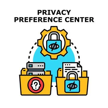 Privacy preference center managing data settings encryption 库存插图