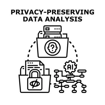 Privacy preserving data analysis secure information protection Stock Illustration
