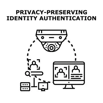 Privacy preserving identity authentication system vector icon Stock Illustration