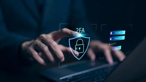 Privacy protect data and cybersecurity concepts. two-factor authentication 2FA Stock Photos