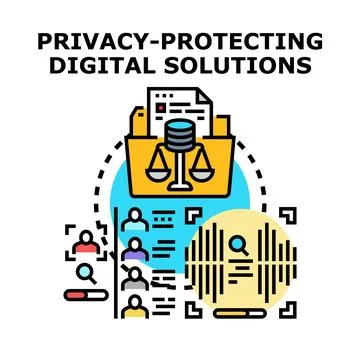 Privacy protecting digital solutions for data security 库存插图
