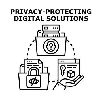 Privacy protecting digital solutions for data security Stock Illustration