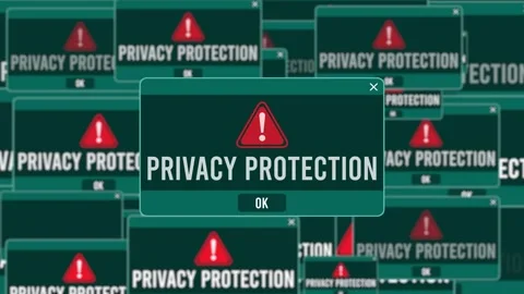 Privacy Protection Alert Warning Error Window Pop-up Notification Box Stock Footage 244027154