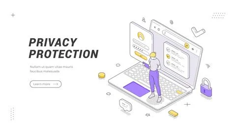 Privacy Protection And Data Security Isometric Vector Illustration For A Cy.. Stock-Illustration