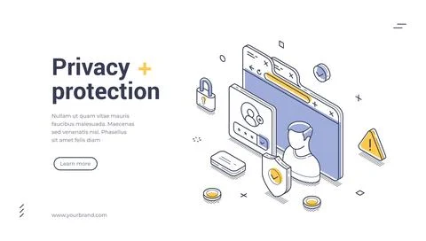 Privacy protection concept for cybersecurity, data security, and digital safe Stock Illustration