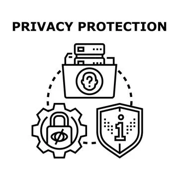 Privacy protection concept with data security and cyber information Stock Illustration