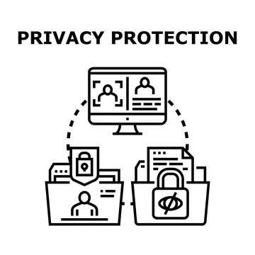 Privacy protection concept with digital data security Illustrazione stock
