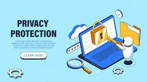 Privacy protection concept. Vector illustration 库存插图
