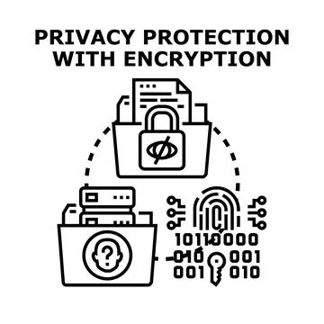 Privacy protection with data encryption concept Stock Illustration