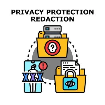 Privacy protection redaction personal data security concept Stock Illustration