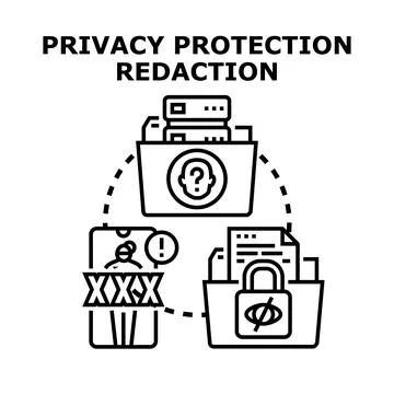 Privacy protection redaction personal data security concept Illustrazione stock