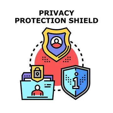 Privacy protection shield concept creating data security Stock Illustration