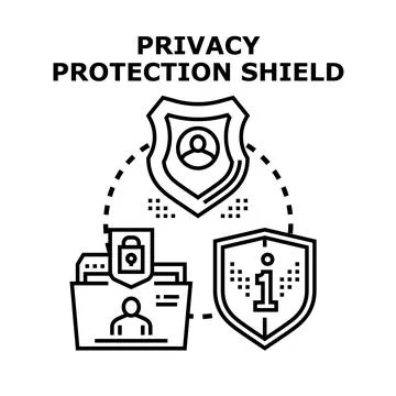 Privacy protection shield concept creating data security Illustrazione stock