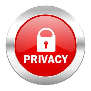 Privacy red circle chrome web icon isolated. Illustrazione stock