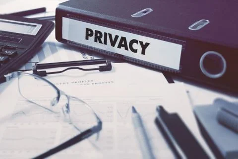 Privacy on Ring Binder. Blured, Toned Image Stock Illustration