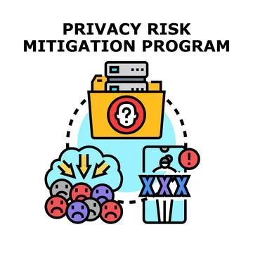 Privacy risk mitigation program mitigating digital security risks Stock Illustration