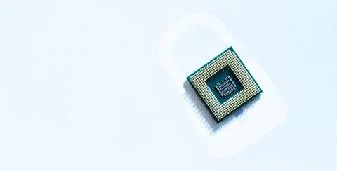 Privacy secure. Network digital security technology with computer processor c 스톡 사진