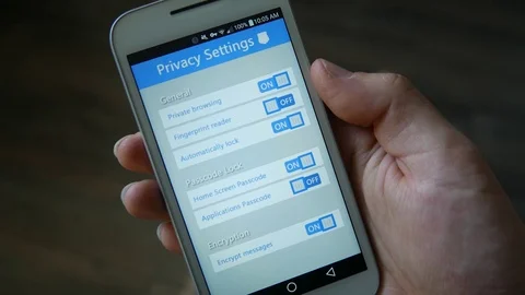 Privacy Settings On Smartphone Screen Stock Footage 76445434
