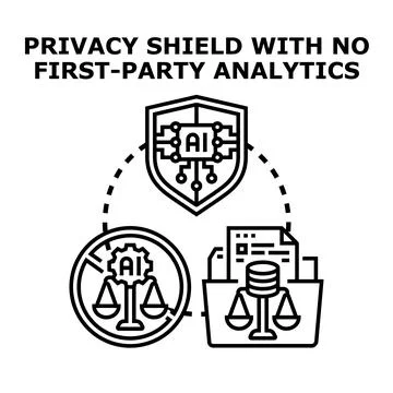 Privacy shield with no first party analytics data protection Stock Illustration