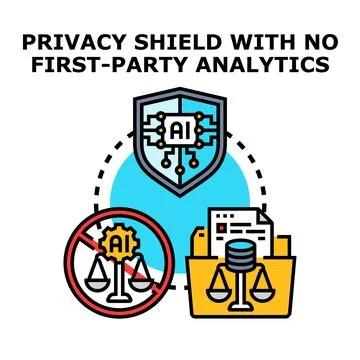Privacy shield with no first party analytics data protection Stock Illustration