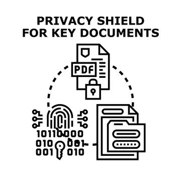 Privacy shield securing key digital documents and data Stock Illustration