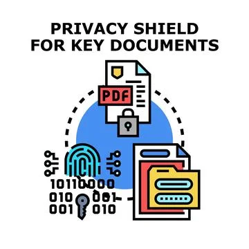 Privacy shield securing key digital documents and data Stock Illustration