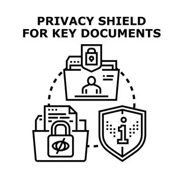 Privacy shield securing key documents and personal information Stock Illustration
