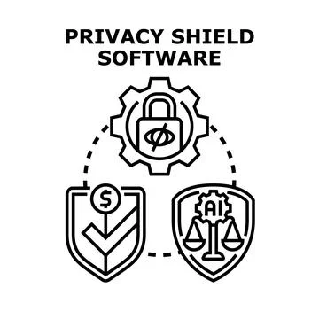 Privacy shield software concept guarding data privacy Stock Illustration
