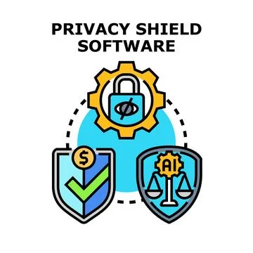 Privacy shield software concept guarding data privacy Stock Illustration