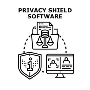 Privacy shield software protecting personal data Illustrazione stock